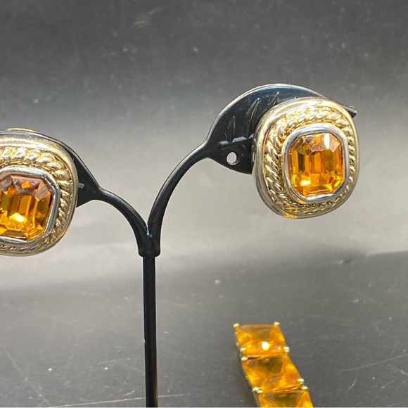 Bracelet & Earrings Set. Vintage art Retro Citrine. - Picture 10 of 12